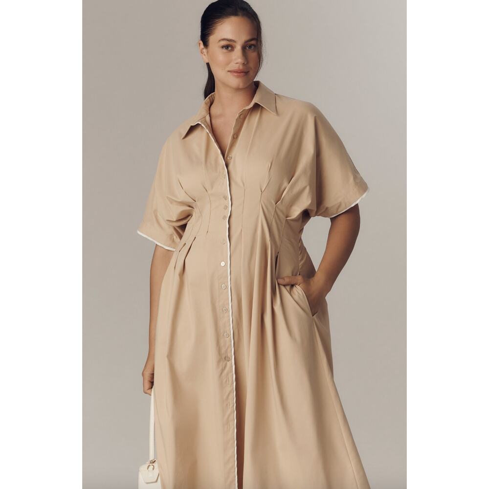 EUC Anthropologie Exquise The Tobie Button-Front Pleated Shirt Dress Plus Size - Picture 8 of 11